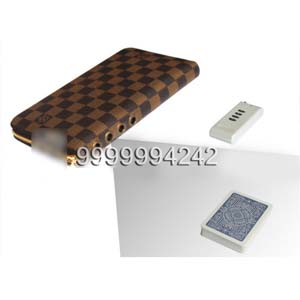 Brown Leather LV Wallet Double Lens Camera For Poker Analyzer 30-40cm